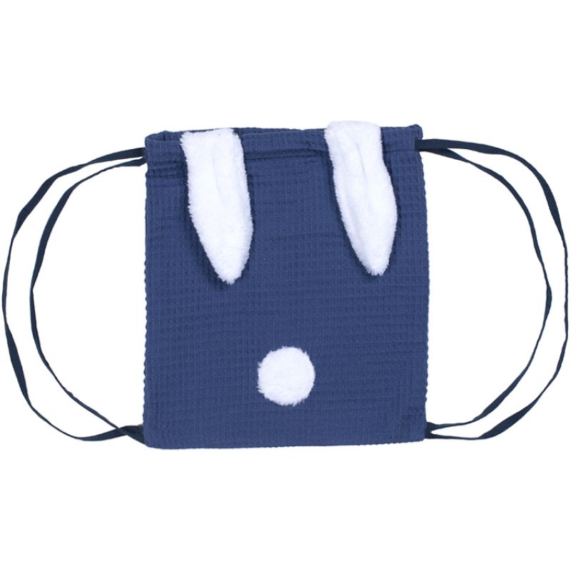 Sac à ficelles lapin en nid d'abeille bleu indigo BB & Co