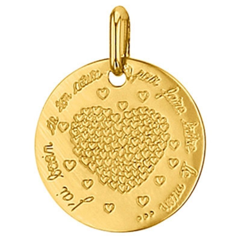 Médaille ronde Coeur 16 mm (or jaune 750°) Premiers Bijoux