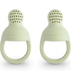 Lot de 2 sucettes grignoteuses en silicone Sage - Mushie