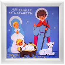 Tableau religieux Sainte Famille bleu (15 x 15 cm)  par Atelier de Rosbo