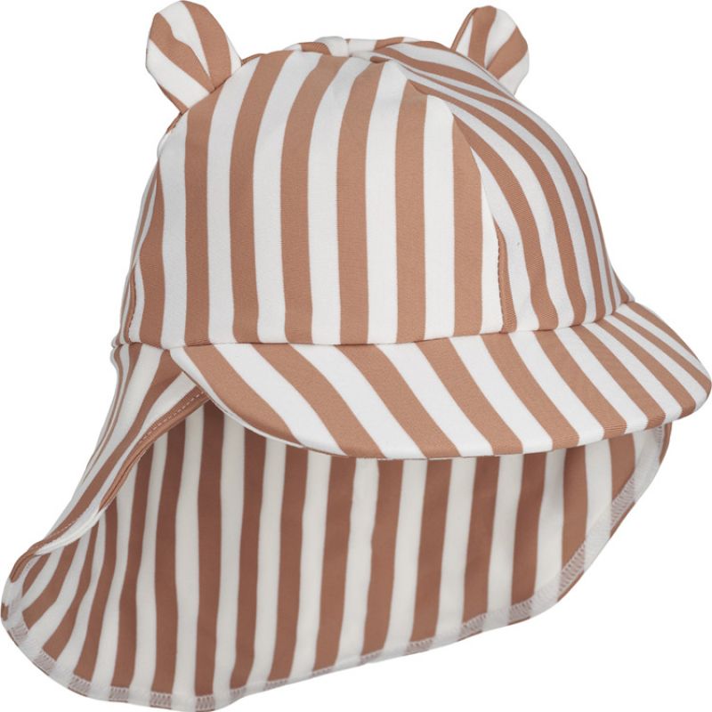 Chapeau anti-UV en seersucker Senia rayé Tuscany rose crème de la crème (3-6 mois) Liewood