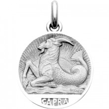 Médaille signe Capricorne (or blanc 750°)  par Becker