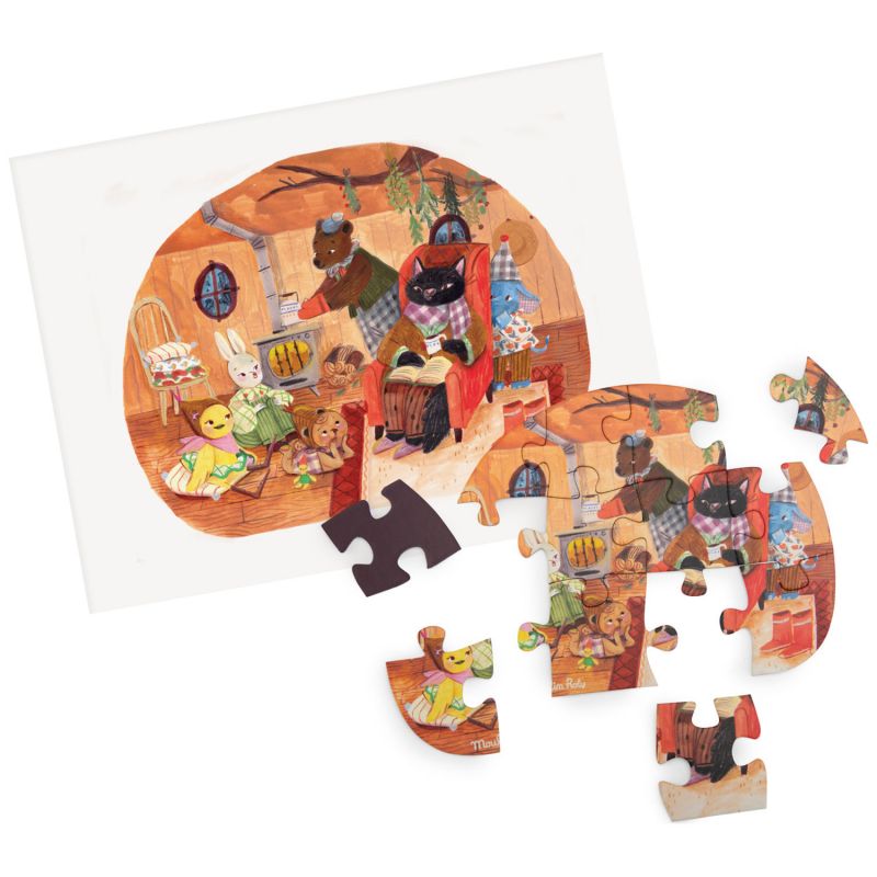4 mini puzzles des repas Les Minouchkas (4x12 pièces)  Moulin Roty Produit 4