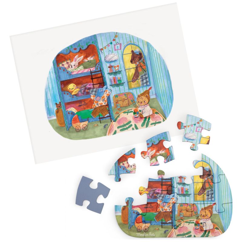 4 mini puzzles des repas Les Minouchkas (4x12 pièces)  Moulin Roty Produit 6