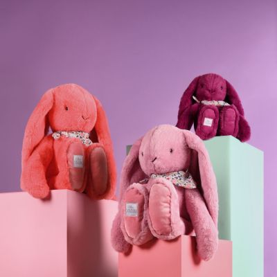 Peluche Lapin Fleurette Corail (50 cm)