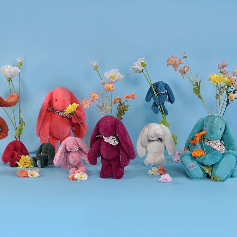 Peluche Lapin Fleurette Corail (50 cm) Doudou et Compagnie Ambiance 4