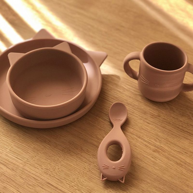 Coffret repas en silicone Vivi Chat dark rose (4 pièces) - Reconditionné Liewood Produit 1