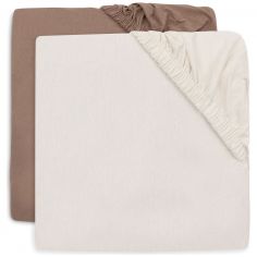 Lot de 2 draps housses en jersey Milky Coffee-Ivory (60 x 120 cm) - Jollein