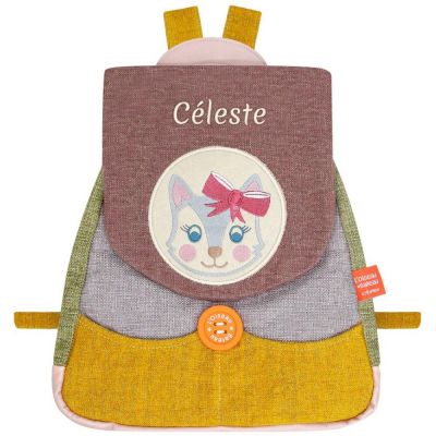 Sac à dos bébé Tchiki madame chat (personnalisable)  par L'oiseau bateau