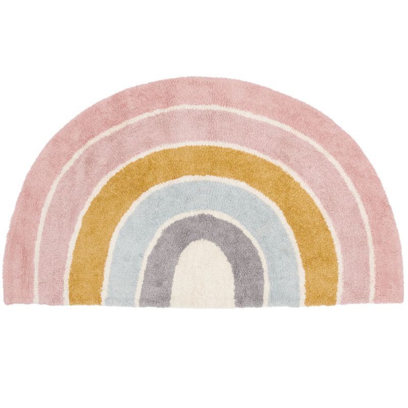 Tapis Rainbow shape arc-en-ciel Pure & Nature rose ( 80 x 130 cm) Little Dutch