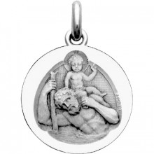 Médaille Saint Christophe (sur le dos)  (or blanc 750°)  par Becker