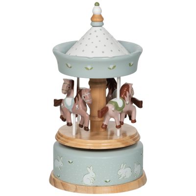 Carrousel musical en bois petits lapins