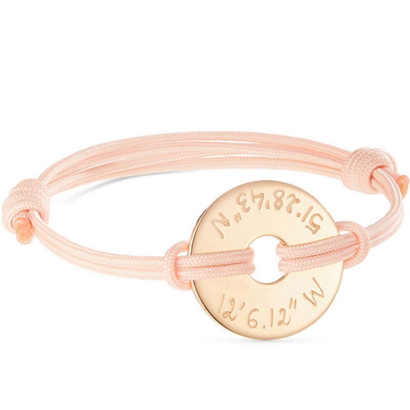 Bracelet enfant sur cordon Cible personnalisable (plaqué or) Merci Maman