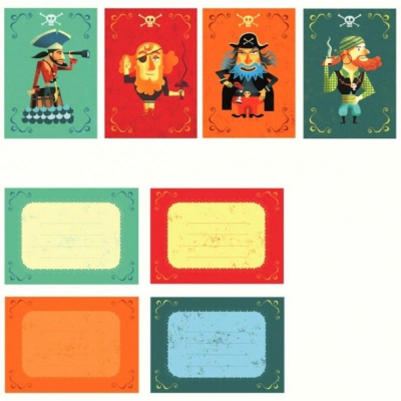 Pack de 8 cartes d'invitation des Pirates Djeco