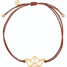 Bracelet sur cordon bordeaux bateau Origami (vermeil doré)  par Coquine