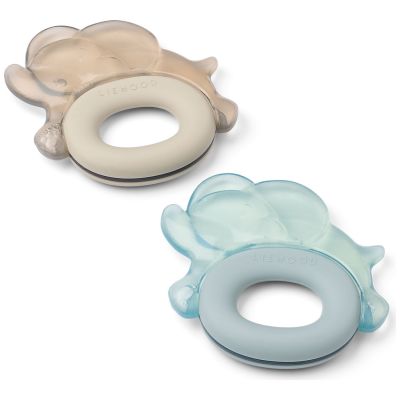 Lot de 2 anneaux de dentition réfrigéré Rita Elephant Sandy-Dove Blue - Reconditionné Liewood
