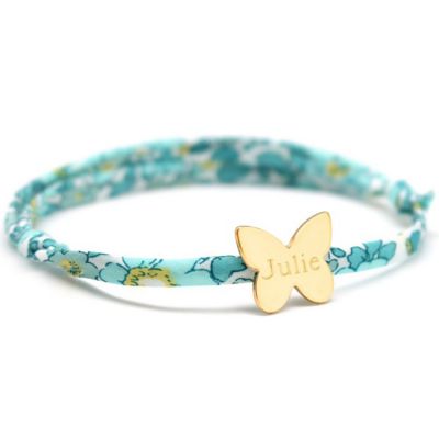 Bracelet cordon liberty Papillon avec fermoir personnalisable (plaqué or) Petits trésors
