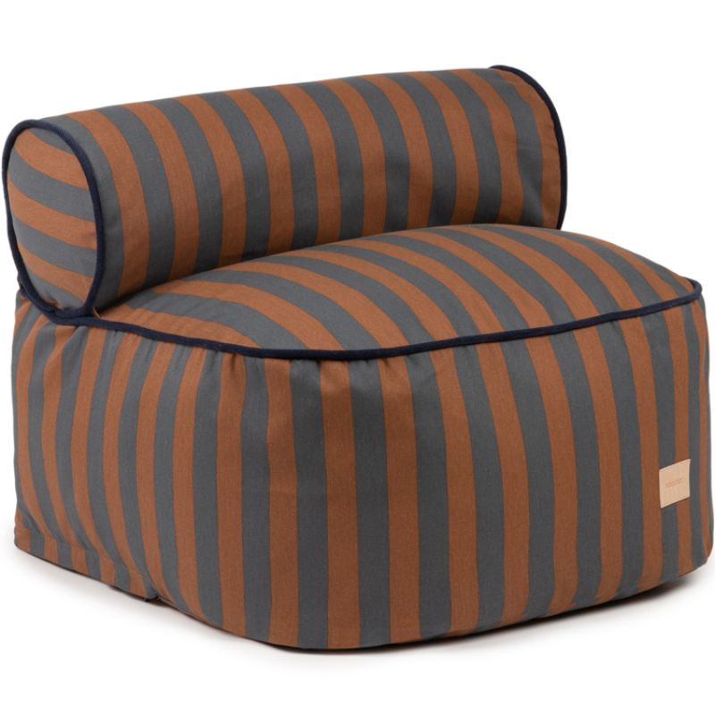 Fauteuil enfant Majestic Blue Brown Stripes (50 x 50 cm) Nobodinoz