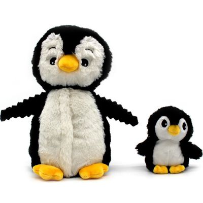 Peluche Iglou le pingouin maman et bébé noir (25 cm)  par Les Déglingos