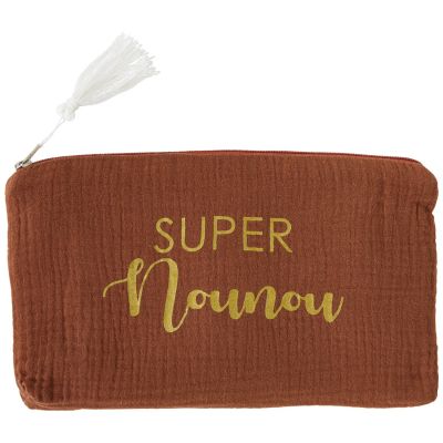 Pochette Super Nounou gaze de coton toffee