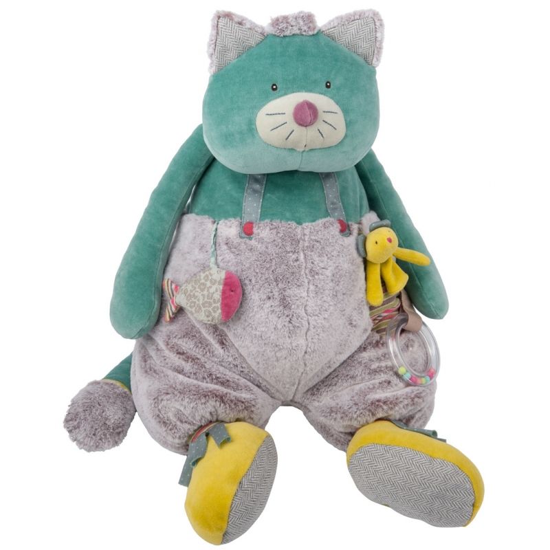 Peluche d'activités chat bleu Les Pachats (63 cm) Moulin Roty