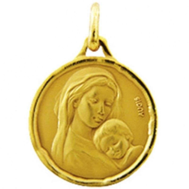 Médaille ronde Maternité 18 mm (or jaune 750°) Maison Augis
