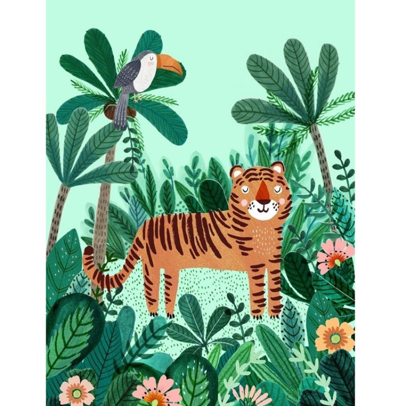 Affiche Tigre dans la jungle (50 x 70 cm) Petit Monkey