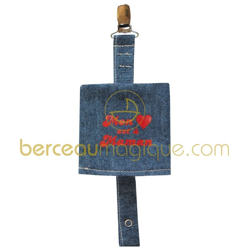 Attache-sucette coulissant Mon coeur est à maman BB & Co