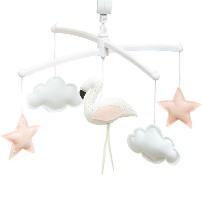 Mobile musical flamant rose et blanc (mélodie au choix) Pouce et Lina