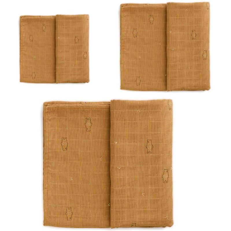Lot 3 langes en mousseline de coton bio Bear (3 tailles) Gloop !