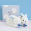 Coffret chaussons hochet Mon tout petit lapin bleu (0-6 mois)  par Doudou et Compagnie