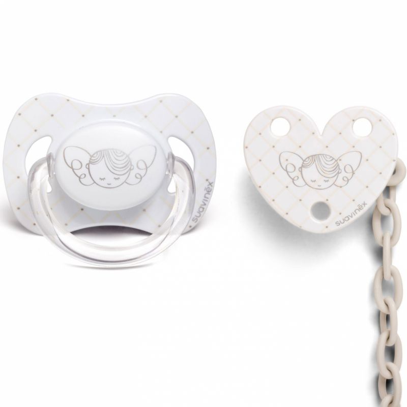 Coffret sucette, attache sucette et doudou White (0-4 mois) Suavinex