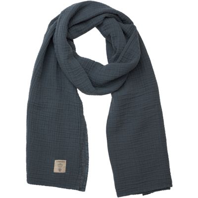 Écharpe d'allaitement en mousseline de coton bleu marine Lässig