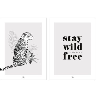 Lot de 2 affiches LÃ©opard Stay wild & free (30 x 40 cm)