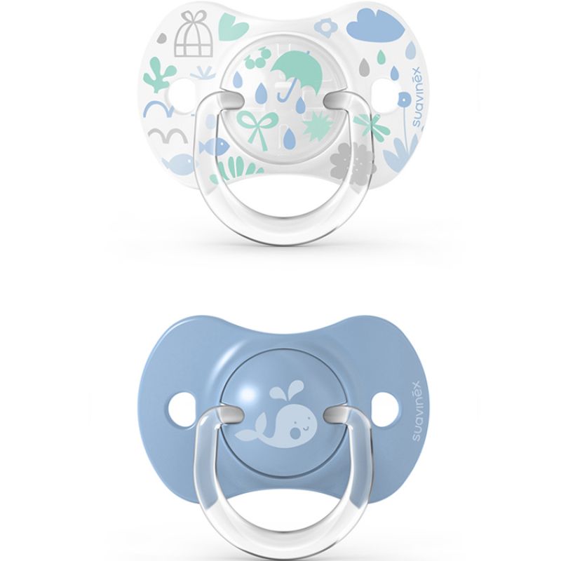Lot de 2 sucettes symétriques SX PRO Memories bleu (18 mois et +) Suavinex