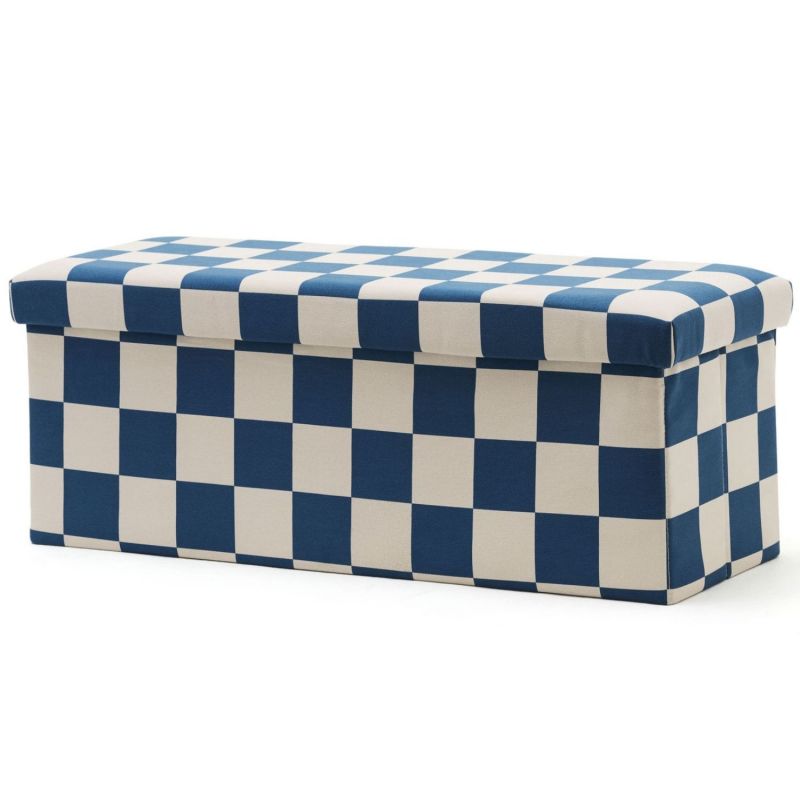 Banc de rangement Carreaux Bleu Kid's Concept Produit 1