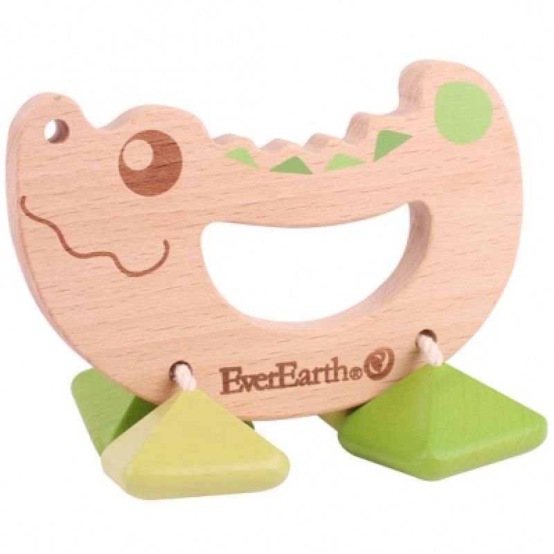 Hochet en bois crocodile EverEarth