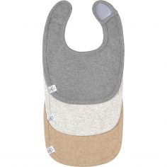 Lot de 3 bavoirs naissance gris foncé-gris clair-nature mélange - Lässig 