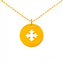 Collier chaîne 40 cm médaille Signes Croix Occitane bélière 16 mm (or jaune 750°)  par Maison La Couronne
