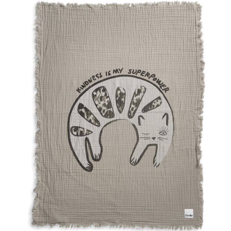 Couverture en coton froissé chat Kindness Cat (70 x 100 cm) Elodie Details