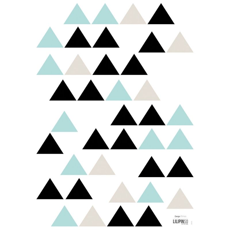 Planche de stickers triangle noir et mint Origami play by Claudia Soria (29,7 x 42 cm) Lilipinso