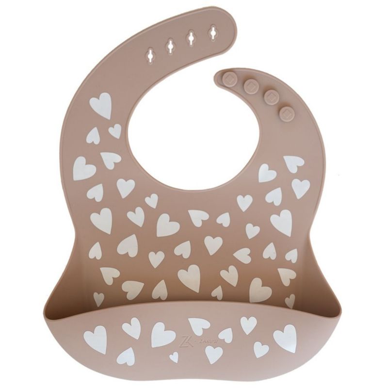 Bavoir en silicone Fall In Love taupe rose Zakuw Produit 1