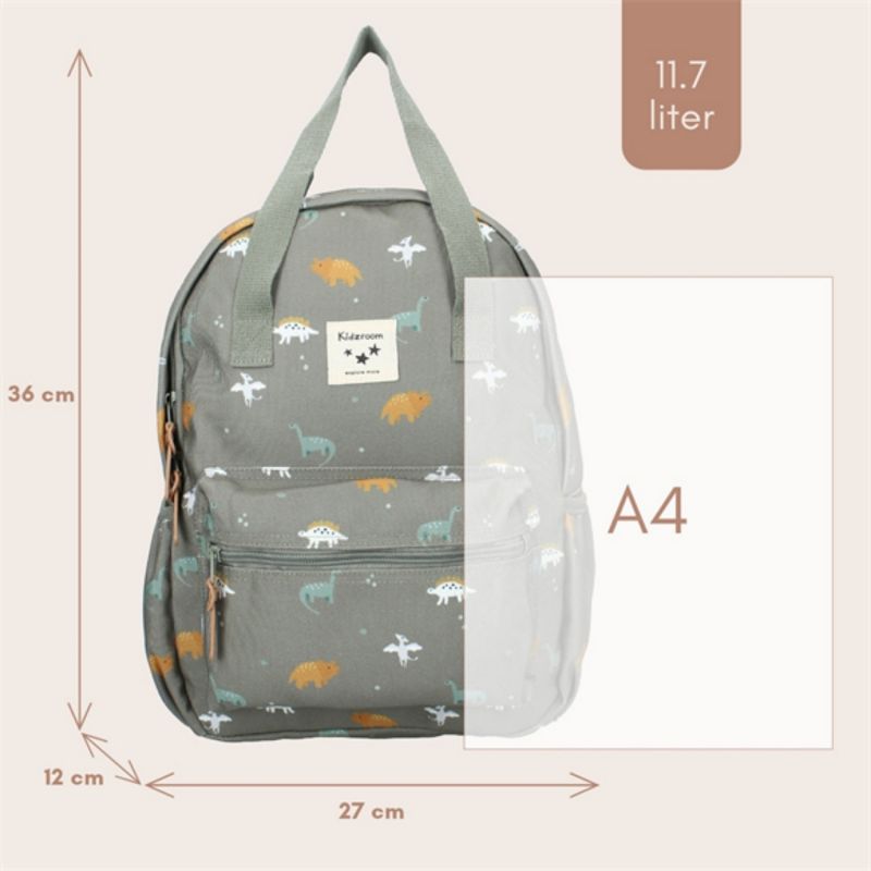 Sac à dos enfant à anses Dinosaures vert (36 cm) Kidzroom Produit 4