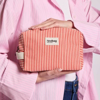 Trousse de toilette Leon Rayures Fines Rouge