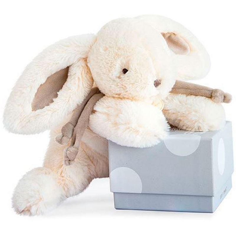 Coffret peluche lapin bonbon taupe (30 cm) Doudou et Compagnie