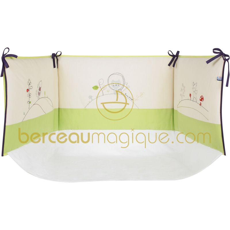 Tour de lit avec fond Pistache (pour lits 60 x 120 ou 70 x 140 cm) Sucre d'orge
