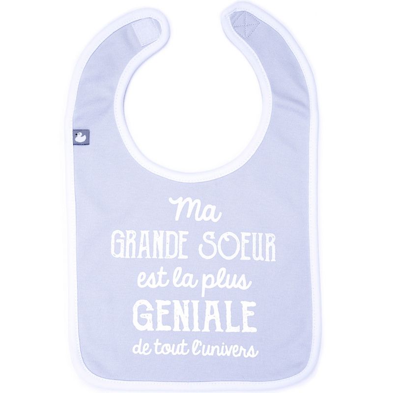 Bavoir Ma grande soeur est la plus géniale gris clair BB & Co