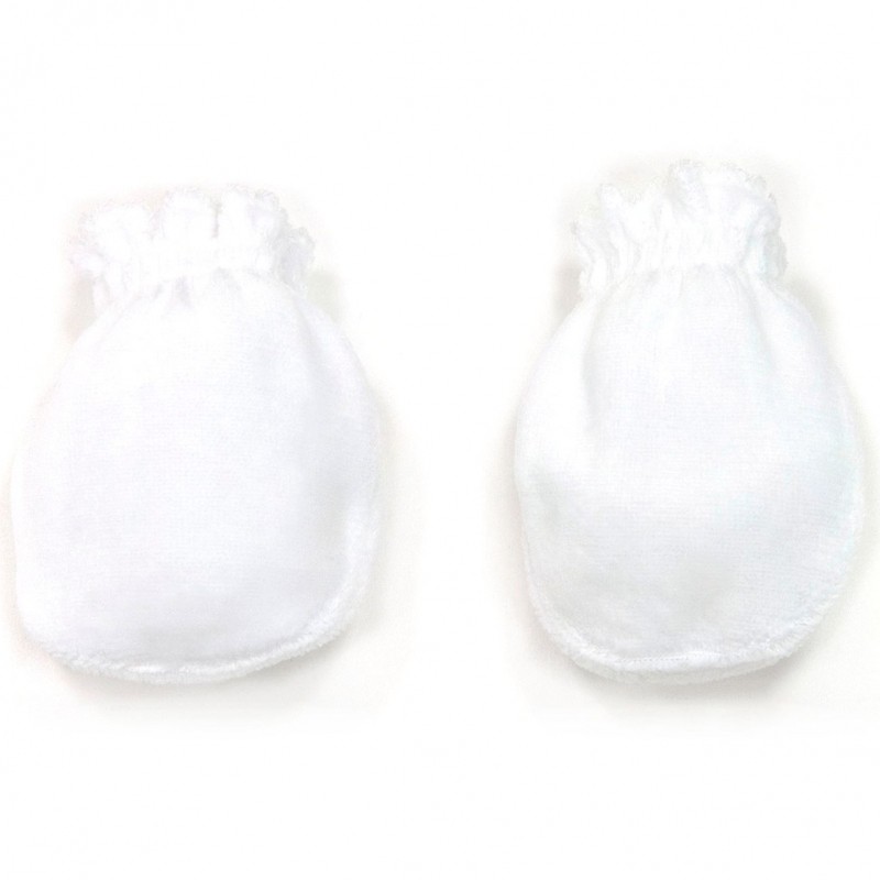 Moufles de naissance velours en coton blanc Cambrass