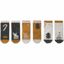 Lot de 3 paires de chaussettes Silas Noël kaki et moutarde (0-6 mois)  par Liewood