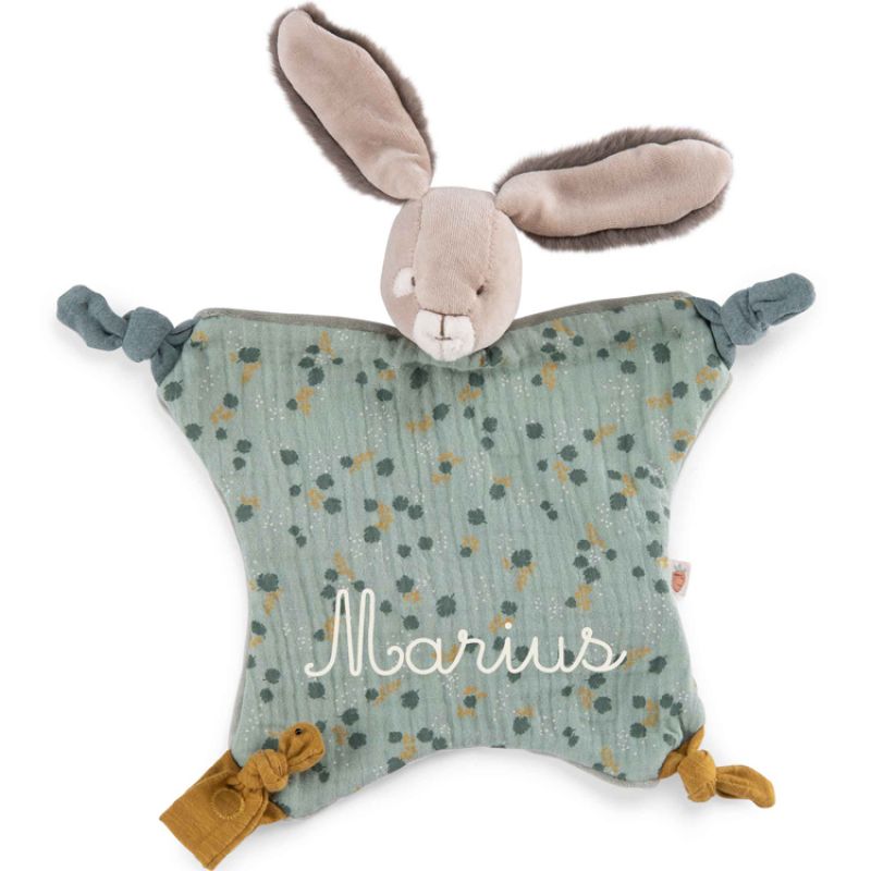 Doudou plat lapin sauge Trois petits lapins (personnalisable) Moulin Roty Produit 1 grande taille